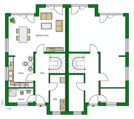 Massivhaus Oxford von HELMA MASSIVHAUS Schlüsselfertig ab 273600€, Satteldach-Klassiker Grundriss 1