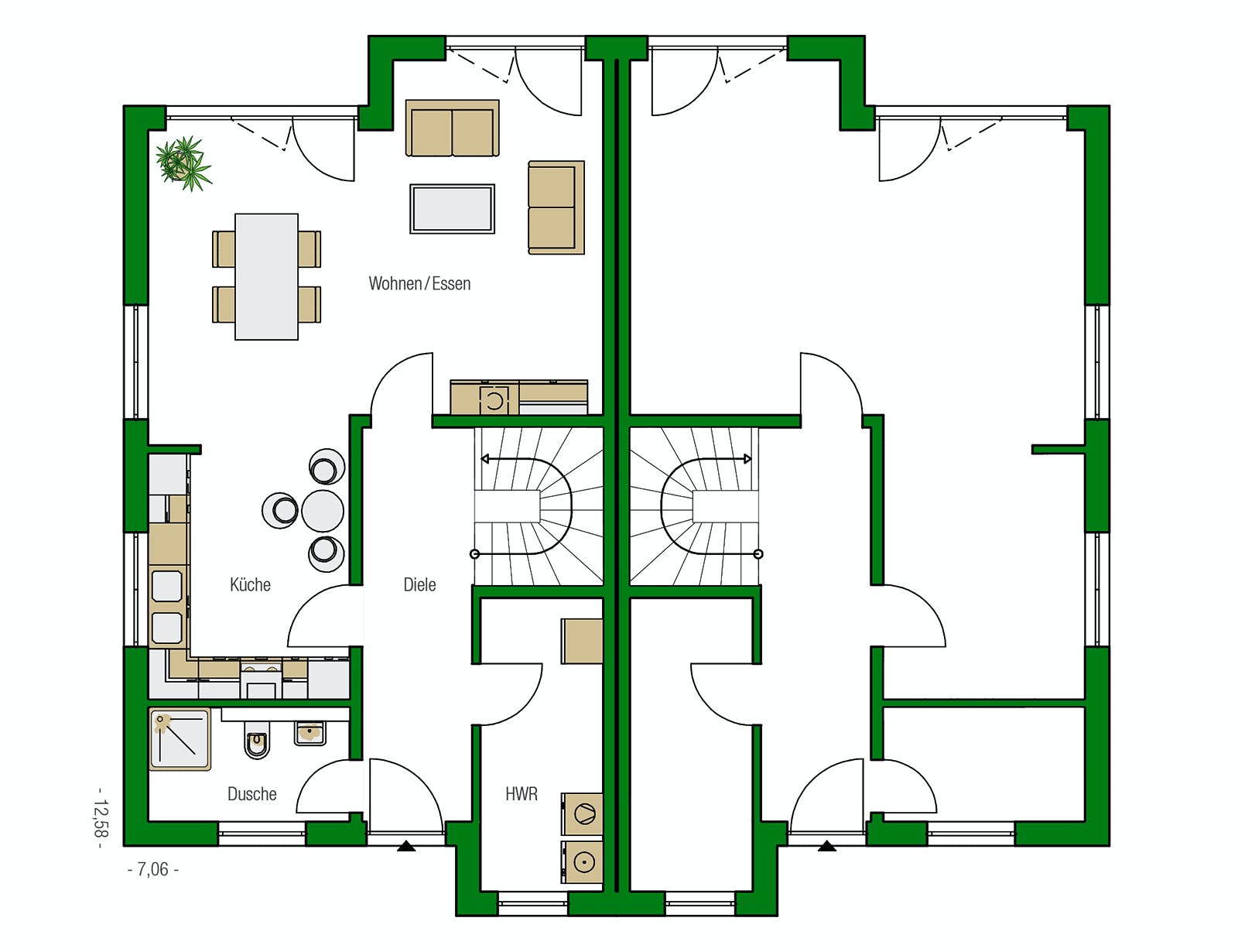 Massivhaus Oxford von HELMA MASSIVHAUS Schlüsselfertig ab 303300€, Satteldach-Klassiker Grundriss 1