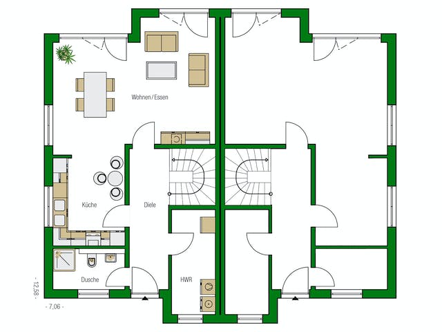Massivhaus Oxford von HELMA MASSIVHAUS Schlüsselfertig ab 317900€, Satteldach-Klassiker Grundriss 1