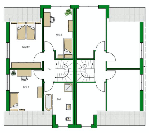 Massivhaus Oxford von HELMA MASSIVHAUS Schlüsselfertig ab 273600€, Satteldach-Klassiker Grundriss 2