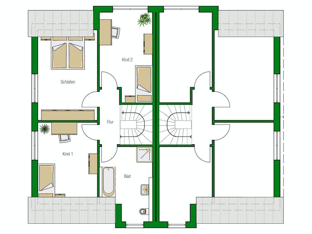 Massivhaus Oxford von HELMA MASSIVHAUS Schlüsselfertig ab 317900€, Satteldach-Klassiker Grundriss 2
