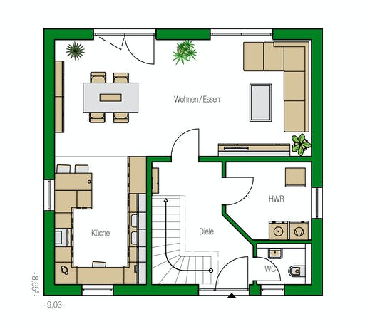 Massivhaus Potsdam von HELMA MASSIVHAUS Schlüsselfertig ab 263050€, Stadtvilla Grundriss 1