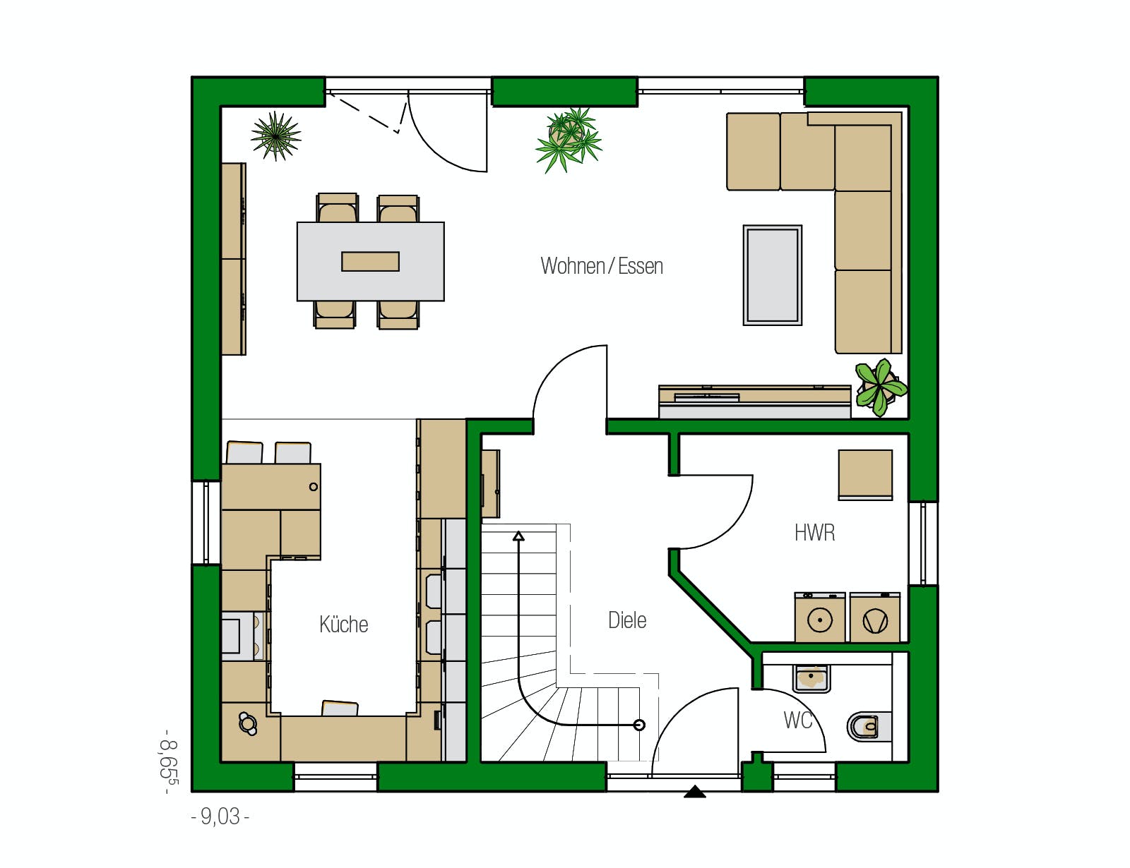 Massivhaus Potsdam von HELMA MASSIVHAUS Schlüsselfertig ab 296500€, Stadtvilla Grundriss 1