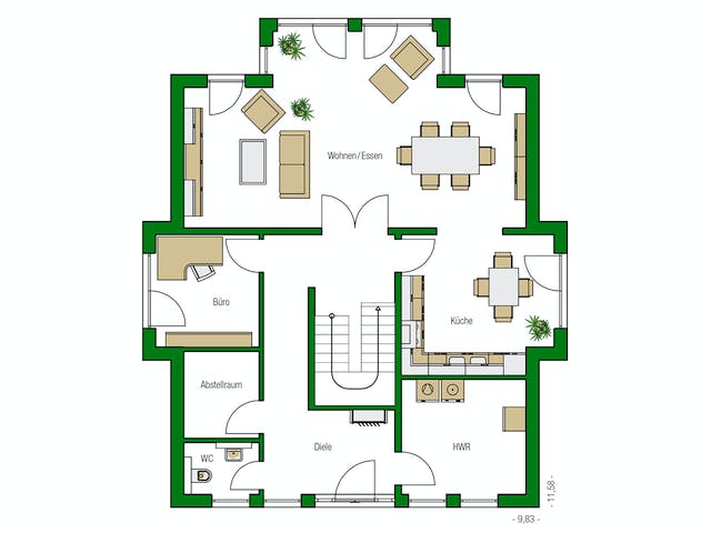 Massivhaus Strasbourg von HELMA MASSIVHAUS Schlüsselfertig ab 490300€, Stadtvilla Grundriss 1