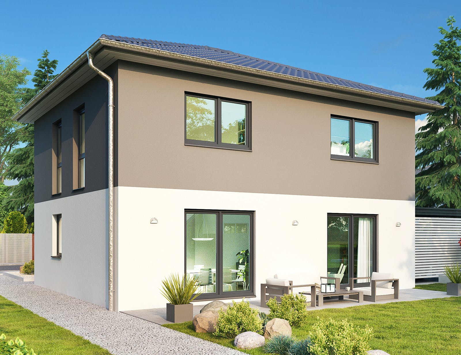 Massivhaus Toulouse von HELMA MASSIVHAUS Schlüsselfertig ab 309900€, Stadtvilla Außenansicht 1