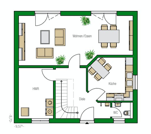 Massivhaus Toulouse von HELMA MASSIVHAUS Schlüsselfertig ab 274950€, Stadtvilla Grundriss 1