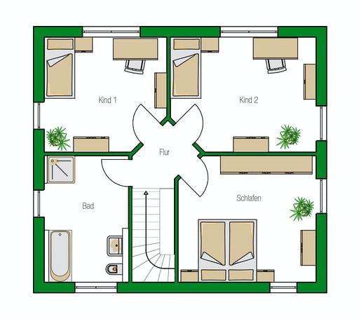 Massivhaus Toulouse von HELMA MASSIVHAUS Schlüsselfertig ab 274950€, Stadtvilla Grundriss 2