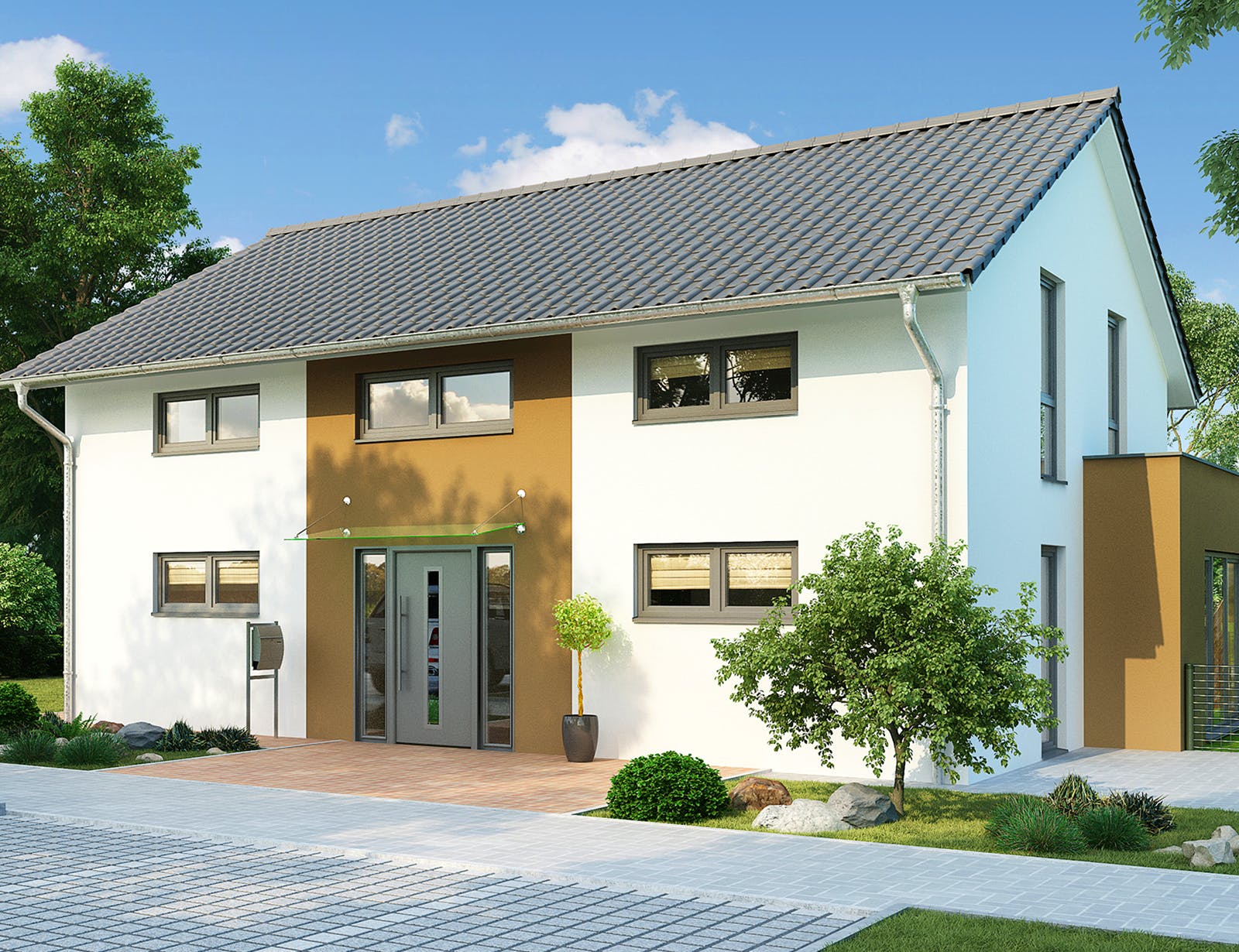 Massivhaus Treviso von HELMA MASSIVHAUS Schlüsselfertig ab 396350€, Satteldach-Klassiker Außenansicht 2