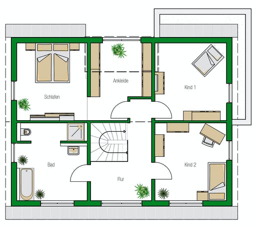 Massivhaus Treviso von HELMA MASSIVHAUS Schlüsselfertig ab 358650€, Satteldach-Klassiker Grundriss 2