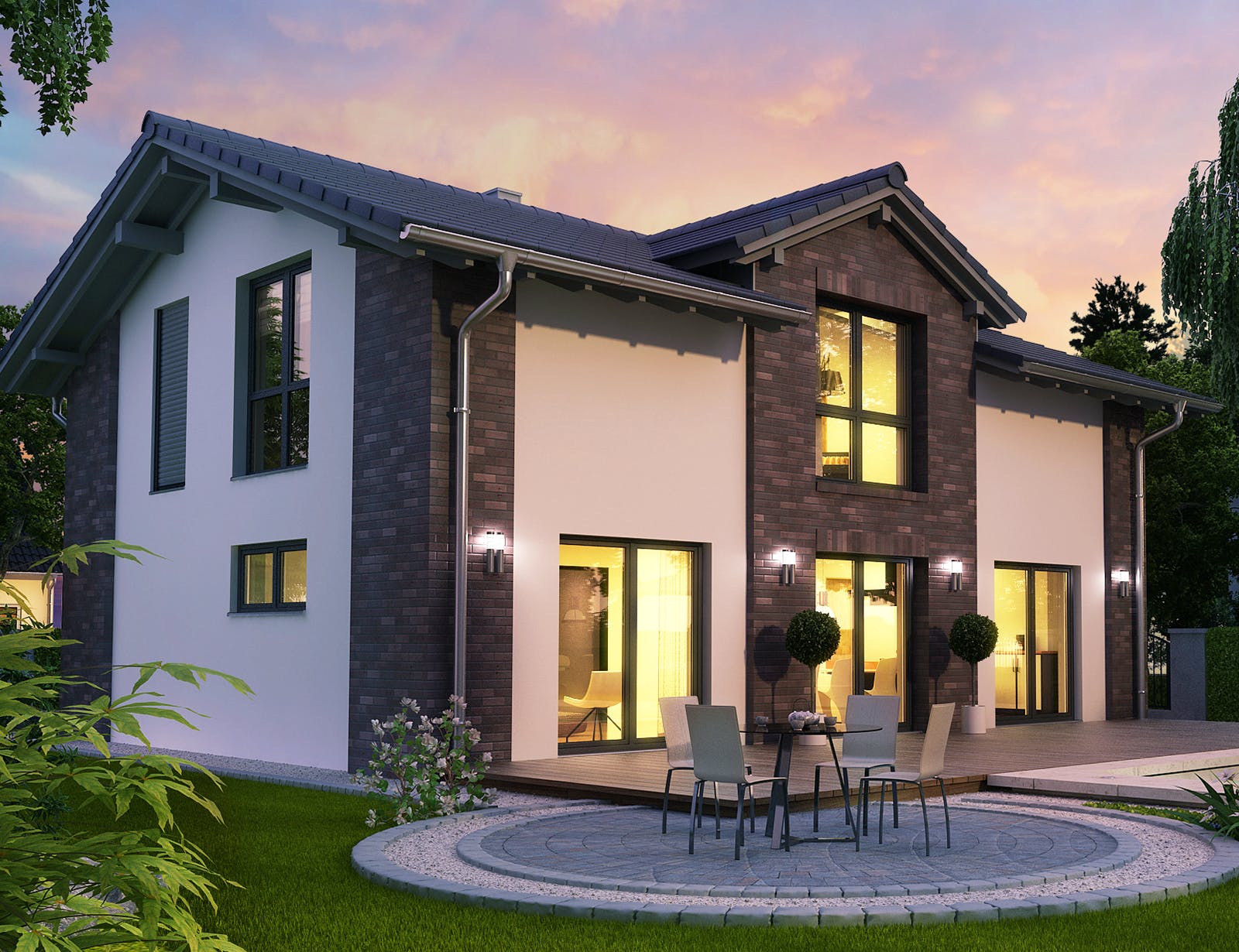 Massivhaus Trient von HELMA MASSIVHAUS Schlüsselfertig ab 363100€, Satteldach-Klassiker Außenansicht 1