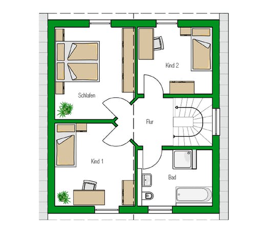 Massivhaus Ulm von HELMA MASSIVHAUS Schlüsselfertig ab 283600€, Satteldach-Klassiker Grundriss 2