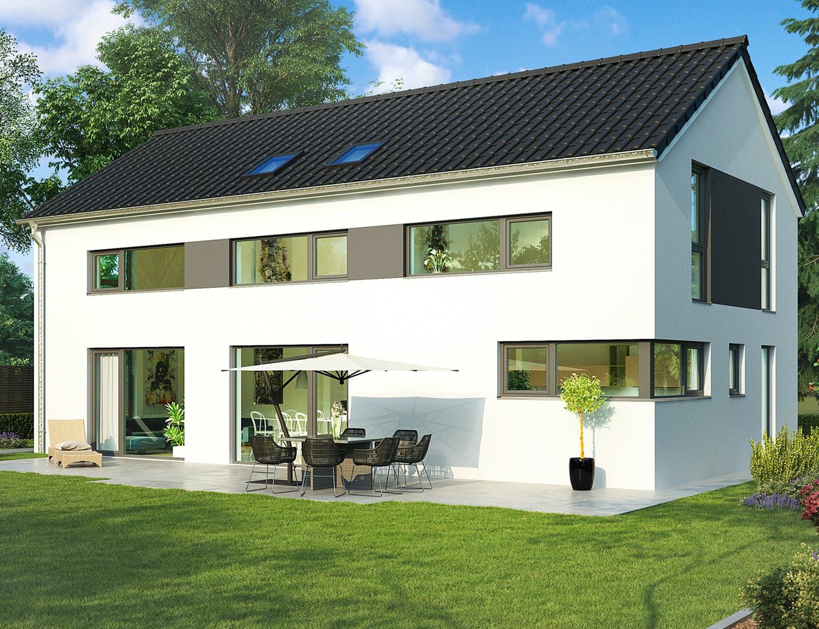 Massivhaus Valencia von HELMA MASSIVHAUS Schlüsselfertig ab 368850€, Satteldach-Klassiker Außenansicht 1