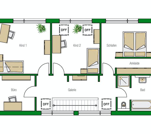 Massivhaus Valencia von HELMA MASSIVHAUS Schlüsselfertig ab 332600€, Satteldach-Klassiker Grundriss 2