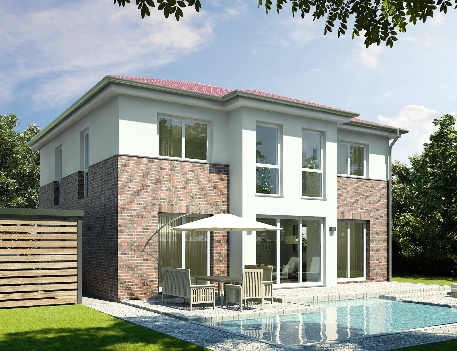 Massivhaus Verona von HELMA MASSIVHAUS Schlüsselfertig ab 362000€, Stadtvilla Außenansicht 2
