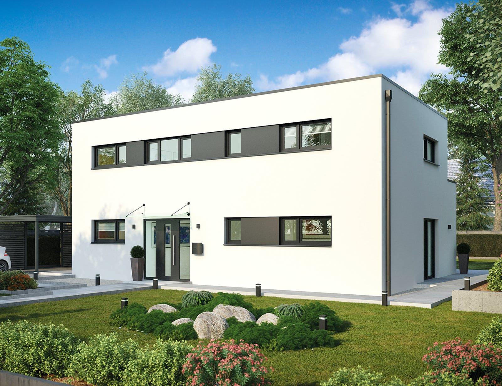 Massivhaus Weimar von HELMA MASSIVHAUS Schlüsselfertig ab 408550€, Cubushaus Außenansicht 2