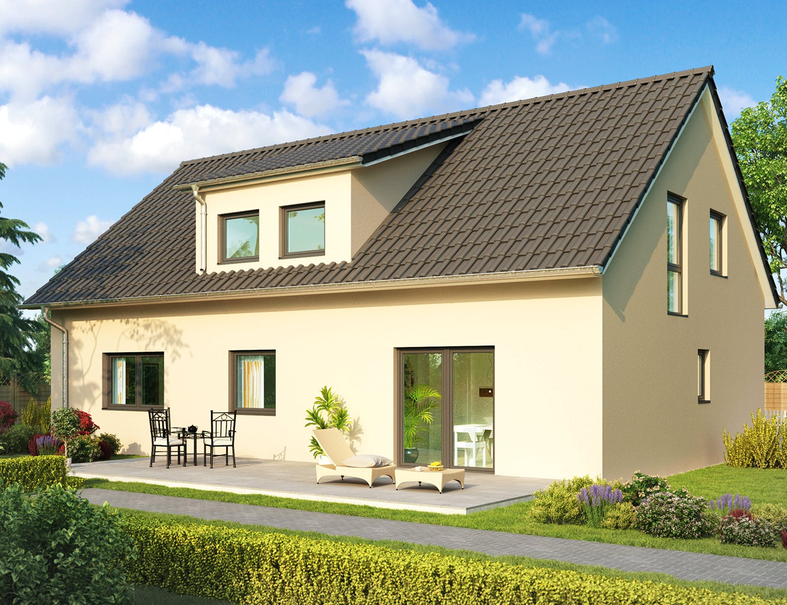 Massivhaus Zürich von HELMA MASSIVHAUS Schlüsselfertig ab 431550€, Satteldach-Klassiker Außenansicht 1
