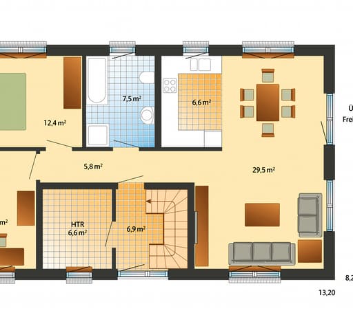 Fertighaus Helsinki von Danhaus Schlüsselfertig ab 309820€, Satteldach-Klassiker Grundriss 1