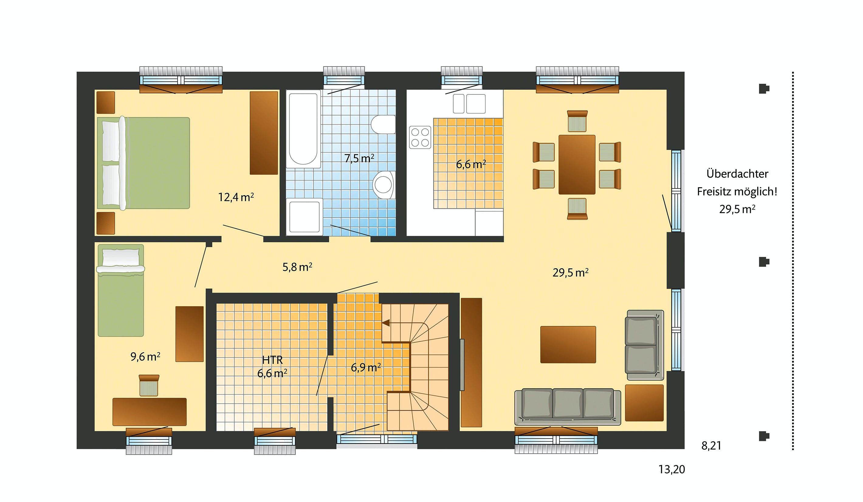 Fertighaus Helsinki von Danhaus Deutschland Schlüsselfertig ab 407915€, Satteldach-Klassiker Grundriss 1
