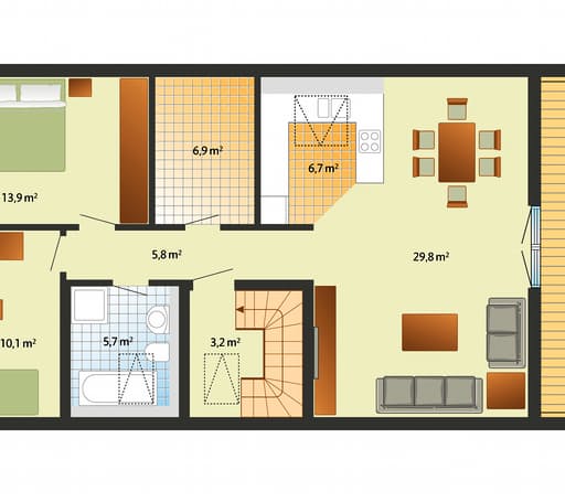 Fertighaus Helsinki von Danhaus Schlüsselfertig ab 309820€, Satteldach-Klassiker Grundriss 2