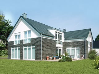 Massivhaus Davensberg von HELSTI Massivhaus Schlüsselfertig ab 401000€, Satteldach-Klassiker Außenansicht 1