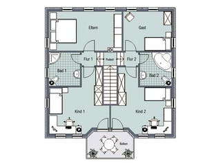 Massivhaus Florenz von HELSTI Massivhaus Schlüsselfertig ab 346000€, Stadtvilla Grundriss 2
