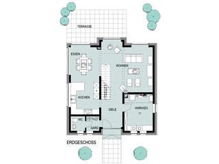 Massivhaus Hacheney von HELSTI Massivhaus Schlüsselfertig ab 307000€, Satteldach-Klassiker Grundriss 1