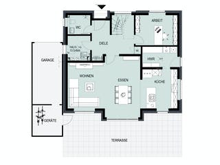 Massivhaus Hagen von HELSTI Massivhaus Schlüsselfertig ab 338000€, Satteldach-Klassiker Grundriss 1