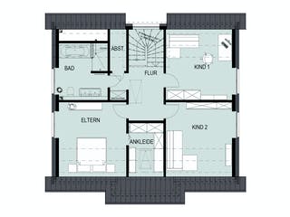 Massivhaus Hagen von HELSTI Massivhaus Schlüsselfertig ab 338000€, Satteldach-Klassiker Grundriss 2