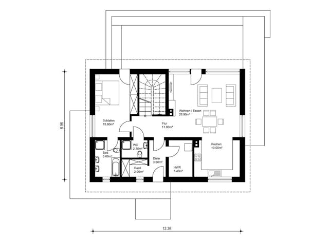 Fertighaus Z394 von HLS Bau, Satteldach-Klassiker Grundriss 1