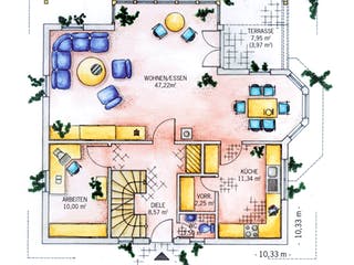 Fertighaus Hohenlohe family von Keitel-Haus, Satteldach-Klassiker Grundriss 1