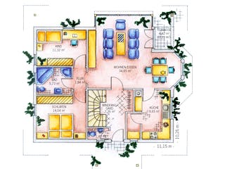 Fertighaus Hohenlohe von Keitel-Haus, Satteldach-Klassiker Grundriss 2