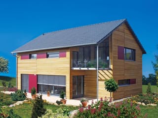 Fertighaus Hohstein von Holzhaus Roßkopf Schlüsselfertig ab 249000€, Satteldach-Klassiker Außenansicht 4