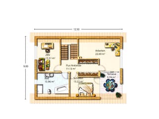 Fertighaus Hohstein von Holzhaus Roßkopf Schlüsselfertig ab 249000€, Satteldach-Klassiker Grundriss 1