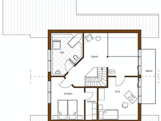 Blockhaus Zerweck B131 von Frammelsberger R. Ingenieur-Holzbau, Blockhaus Grundriss 1
