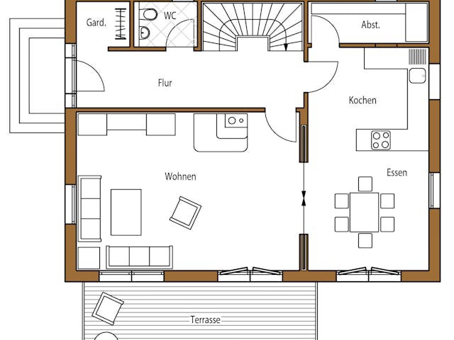 Blockhaus B136 Hodapp von Frammelsberger R. Ingenieur-Holzbau, Blockhaus Grundriss 1