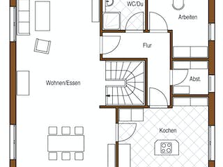 Blockhaus Höger B174 von Frammelsberger R. Ingenieur-Holzbau, Satteldach-Klassiker Grundriss 2