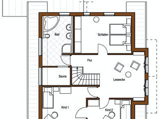 Blockhaus B178 Witte von Frammelsberger R. Ingenieur-Holzbau, Blockhaus Grundriss 1