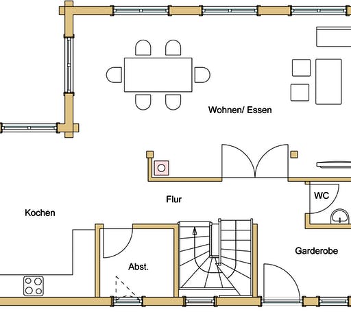 Blockhaus B138 Görlitz von Frammelsberger Holzhaus, Blockhaus Grundriss 1