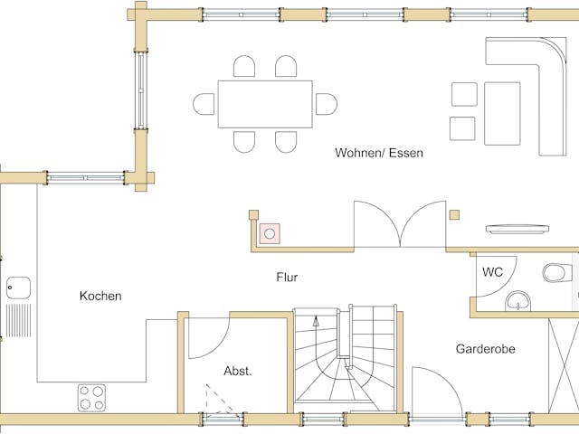 Blockhaus B138 Görlitz von Frammelsberger R. Ingenieur-Holzbau, Blockhaus Grundriss 1
