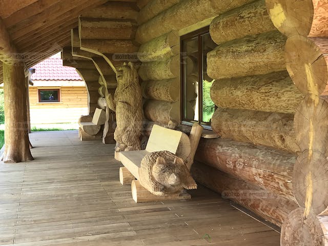 Blockhaus Blockhaus Lavanda von Holzbau rustikal - Blockhäuser Bausatzhaus ab 273288€, Satteldach-Klassiker Außenansicht 3