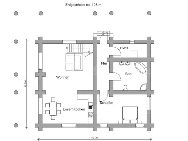 Blockhaus Blockhaus Lavanda von Holzbau Rustikal - Blockhäuser Bausatzhaus ab 273288€, Satteldach-Klassiker Grundriss 1