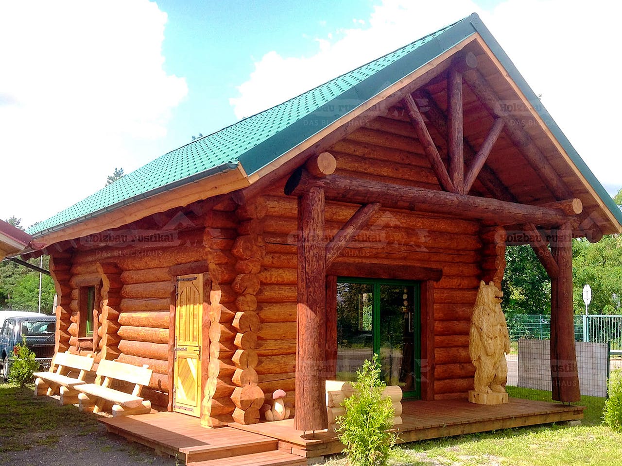 Blockhaus Blockhütte Ottawa von Holzbau rustikal - Blockhäuser Bausatzhaus ab 78850€, Blockhaus Außenansicht 1