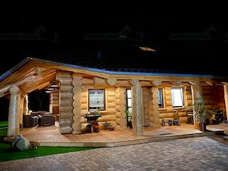 Blockhaus Blockhaus Potsdam von Holzbau rustikal - Blockhäuser Bausatzhaus ab 158175€, Blockhaus Außenansicht 2