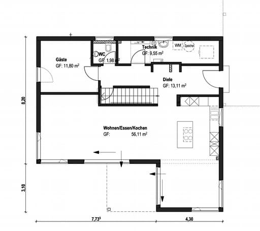 Fertighaus Homestory 093 von Lehner Haus Schlüsselfertig ab 300000€, Satteldach-Klassiker Grundriss 2