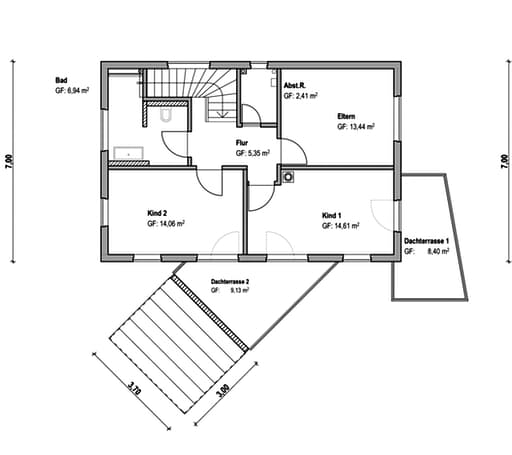 Fertighaus Homestory 101 von Lehner Haus Schlüsselfertig ab 242500€, Satteldach-Klassiker Grundriss 1