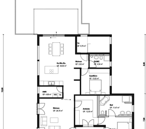 Fertighaus Homestory 173 von Lehner Haus Schlüsselfertig ab 748000€, Satteldach-Klassiker Grundriss 1