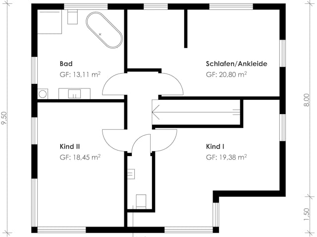 Fertighaus Homestory 188 von LEHNER HAUS Schlüsselfertig ab 366600€, Satteldach-Klassiker Grundriss 1 Fertighaus Homestory 188 von LEHNER HAUS Schlüsselfertig ab 366600€, Satteldach-Klassiker Grundriss 1