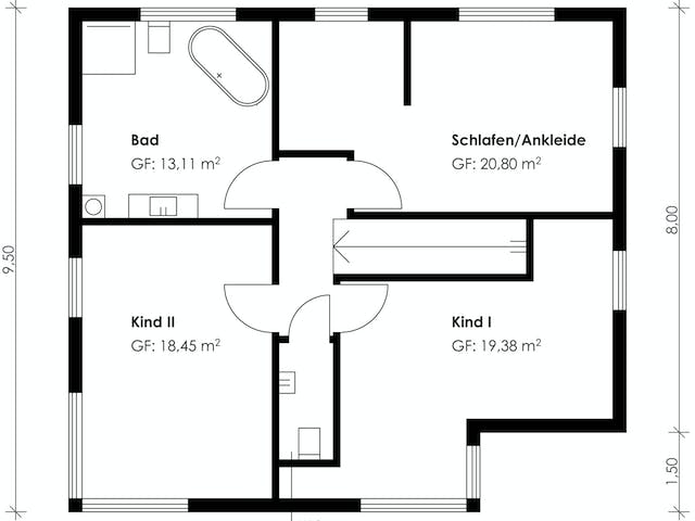 Fertighaus Homestory 188 von Lehner Haus Schlüsselfertig ab 366600€, Satteldach-Klassiker Grundriss 1