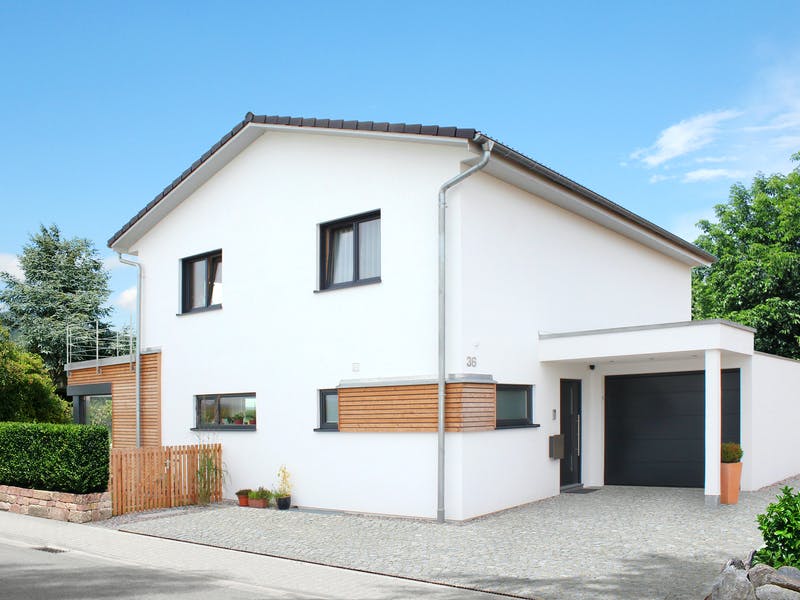 Fertighaus Homestory 190 von Lehner Haus Schlüsselfertig ab 307000€, Satteldach-Klassiker Außenansicht 2