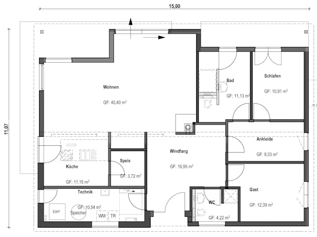 Fertighaus Homestory 196 von LEHNER HAUS Schlüsselfertig ab 314600€, Bungalow Grundriss 1